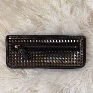 BCBGMaxAzria Studded Black Leather Clutch